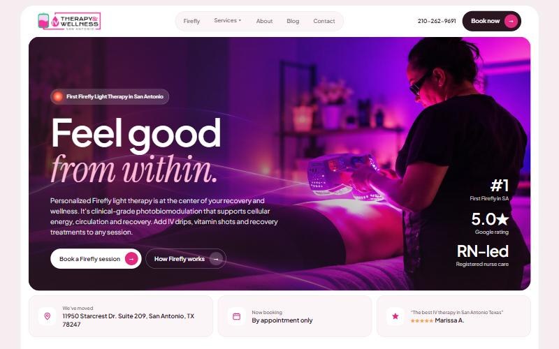Homepage of the IV Therapy & Wellness San Antonio website