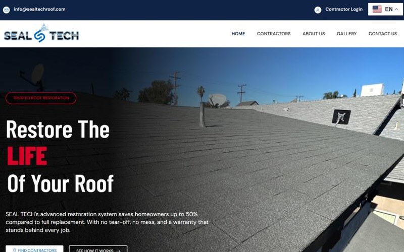 Homepage of the Seal Tech roof restoration website